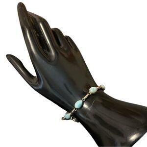 Sterling Silver and Blue Larimar Teardrop Bracelet